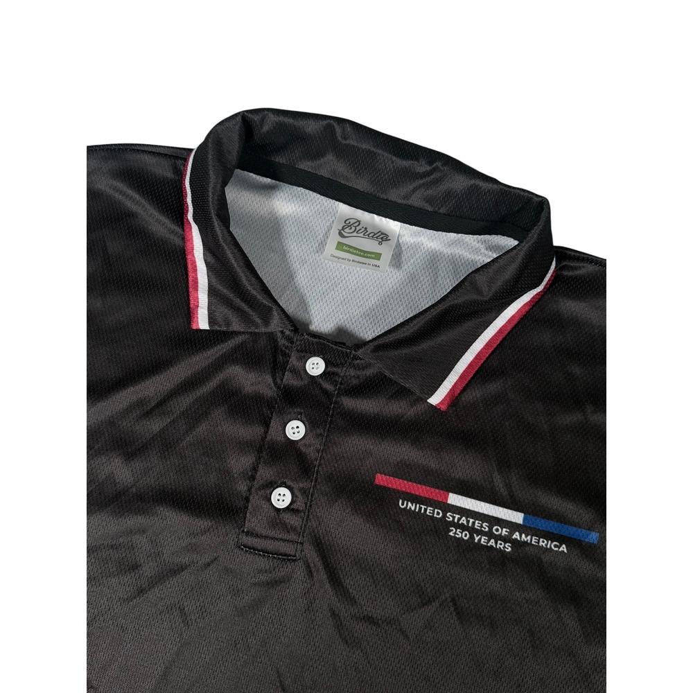 Birdie Mens USA 250 Years Polo Shirt Black American Flag Golf Performance XL